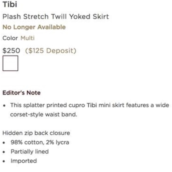 NWOT Tibi Plash Stretch Twill Yoked Skirt - Picture 8 of 8